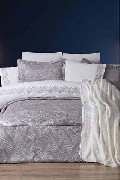 Çeyiz Diyarı Freya 10 Piece Dowry Set with Blanket Gray