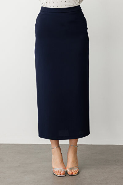 Ekol Plus Size Slit Look Long Skirt