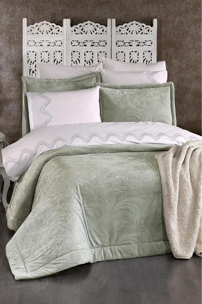 Çeyiz Diyarı Efsun 10 Piece Blanket Dowry Set Sage