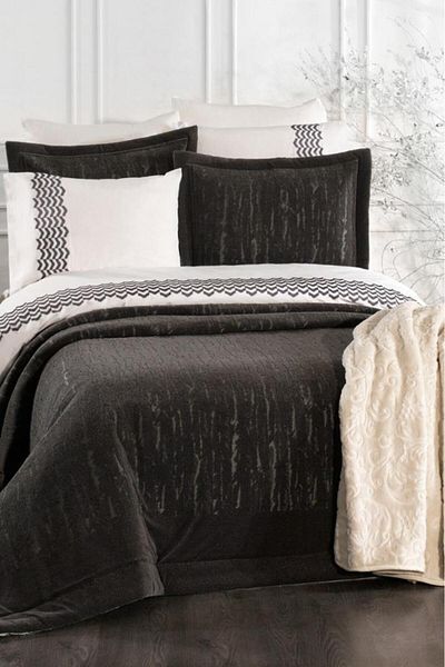 Çeyiz Diyarı Karmen 10 Piece Dowry Set with Blanket Anthracite