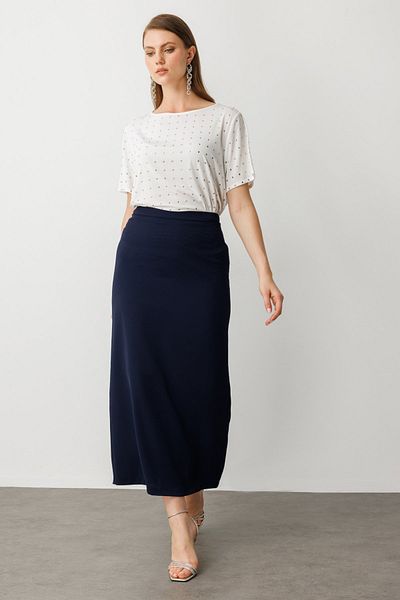Ekol Plus Size Slit Look Long Skirt