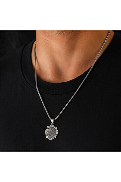 shop Ayetel Kursi Muskalık Cevşen 925 Ayar Gümüş Erkek Kolye