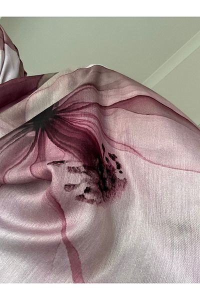 Lavena scarfs Șal moale digital din bumbac cu model floral din seria Lotus - Dusty Rose