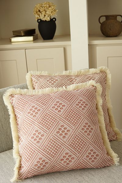 Pilloveland 2 bucăți husă de pernă tradițională din bumbac natural - 42*42 cm - țiglă