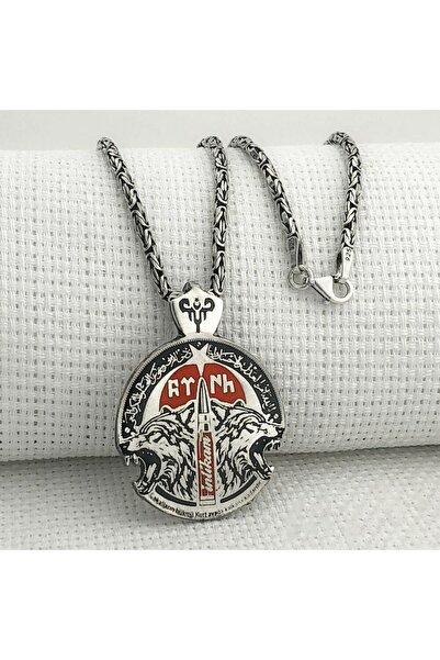 shop Kral Zincirli Göktürkçe Bozkurt 925 Ayar Gümüş Erkek Kolye
