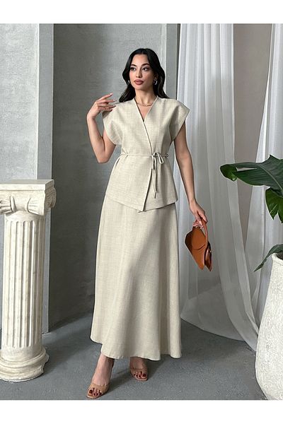MD trend Women's Drawstring Vest Pants Double Suit