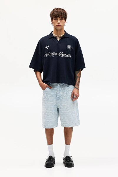 Pull & Bear Jakarlı denim bermuda