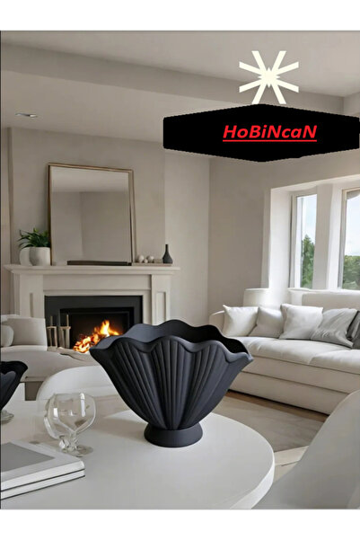 BLANJ Siyah 16 Cm Modern Trend Istiridye Vazo - Mekanlarınıza Zarif Bir Dokunuş