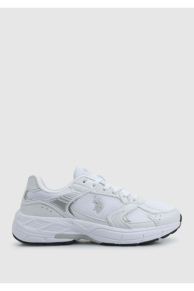 U.S. Polo Assn. Comfort Sole Lace-Up Casual Sports Shoes White-Grey Sneaker White