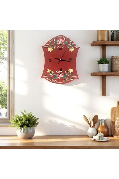 Decoratiuni Vintage Casa Retro Wall clock Flowers, hand painted, height 40 cm