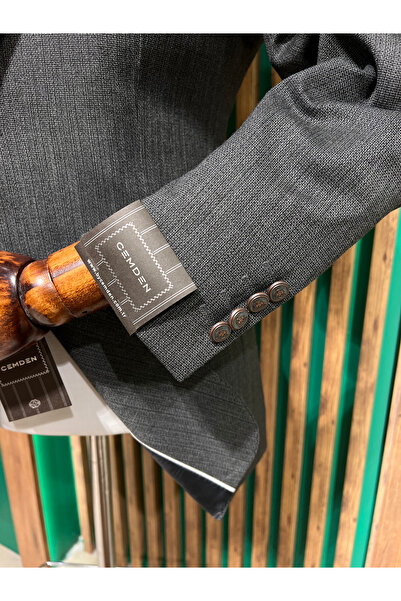 cemden Erkek Koyu Gri Regular Fit Mono Yaka Ceket