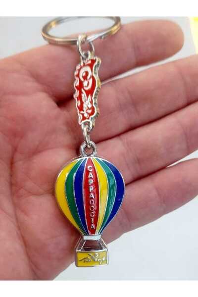 ella'nın çarşısı Kapadokya Balon Metal Anahtarlık Çift Taraflı 1 Adet