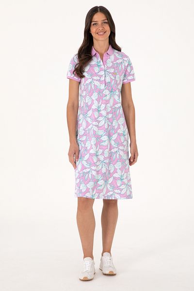 U.S. Polo Assn. Rochie tricotată pentru femei, cu model fucsia, cu gât polo, mărime mini 50300768-vr023