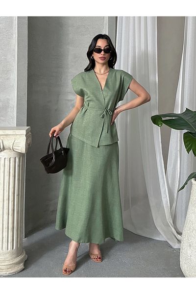 MD trend Women's Drawstring Vest Pants Double Suit