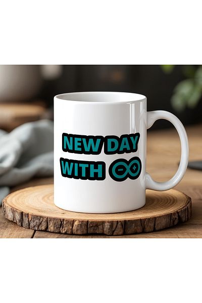 BB TRADE New Day with Designed White Ceramic Printed Mug 330ml