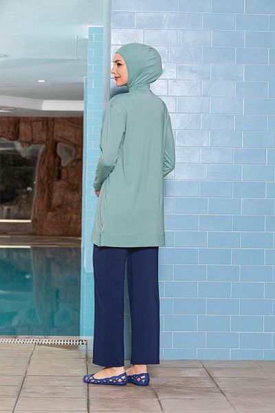 Armes Hijab Swimsuit Lycra Kangaroo Pocket Turquoise