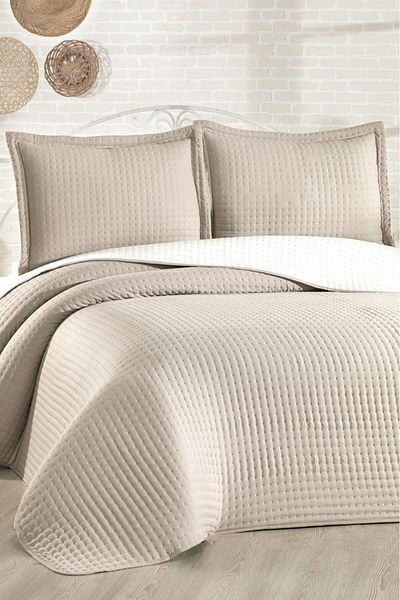 Çeyiz Diyarı Elisa Filled Double Sided Double Size 240X260 cm Bedspread Beige