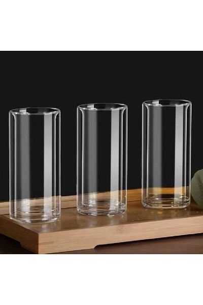 Quasar & Co. Set of 6 Double Walled Glasses, Heat Resistant Glass, Transparent, 350 ml