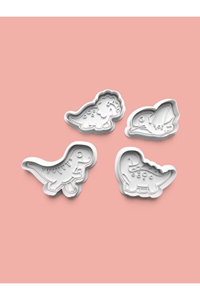 AKTASTORE قالب بسكويت على شكل ديناصورات وقالب عجينة السكر، مجموعة من 4 قطع 02...