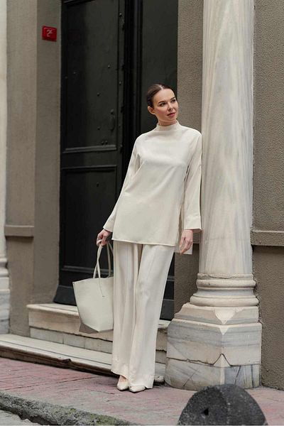 Merve DAĞLI Luna Crepe White Set