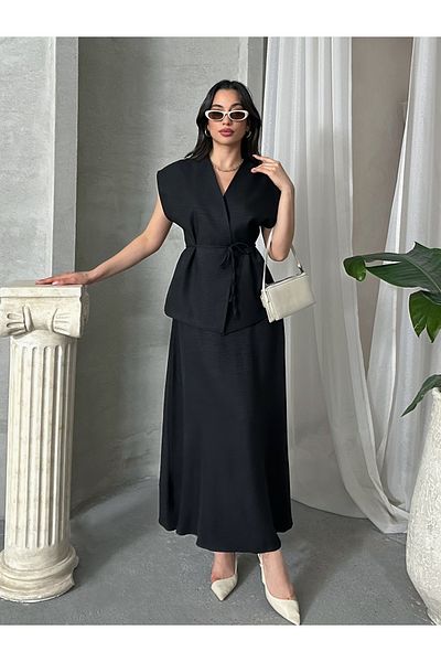 MD trend Women's Drawstring Vest Pants Double Suit