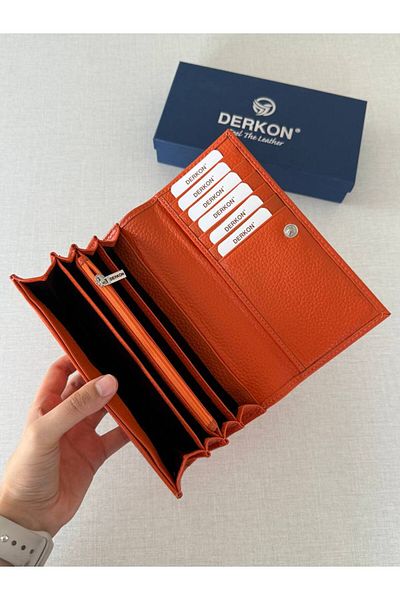 DERKON Genuine Leather Vendy Model Women's Wallet with Plenty of Compartments Truncu