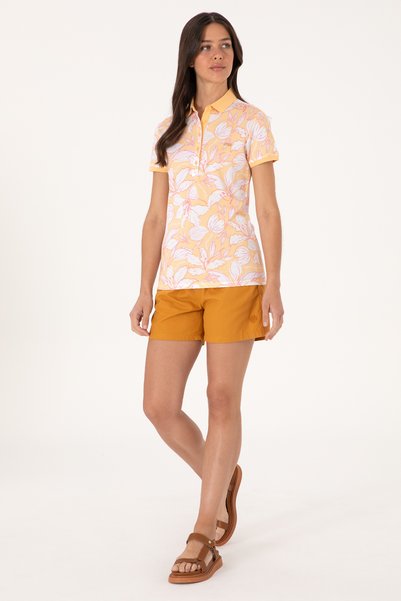 U.S. Polo Assn. Women's Orange Patterned Polo Neck T-Shirt 50300770-Vr202