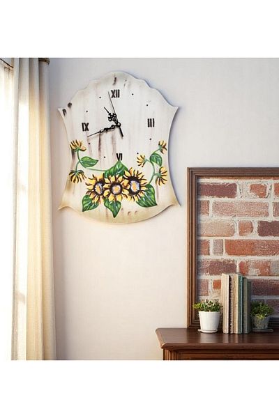 Decoratiuni Vintage Casa Retro Sunflower wall clock, hand painted, height 40 cm