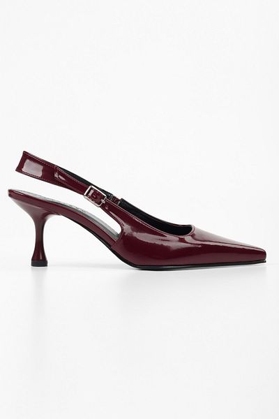 Shoeberry Women's Estella Burgundy Patent Leather Stiletto