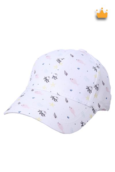 Kitti 1-3 Years 50cm Baby Girl Children Summer Patterned Adjustable Hat Cap White Y2310003