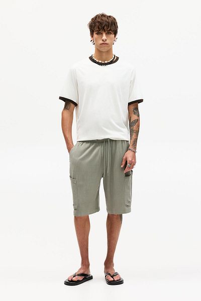Pull & Bear Linen cargo Bermuda shorts