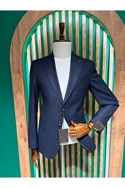 cemden Erkek Lacivert Regular Fit Mono Yaka Ceket