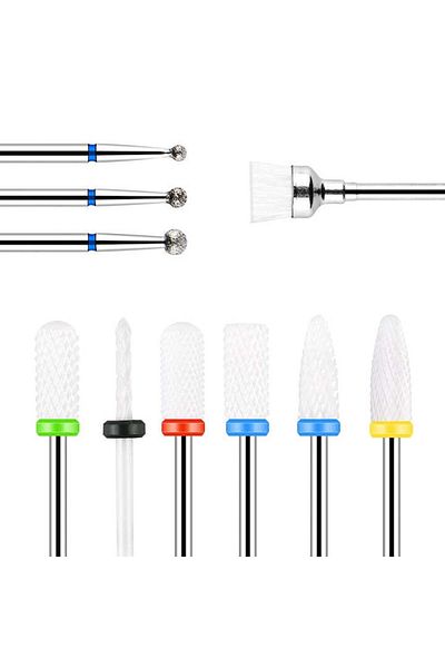 Horigen Set de 10 burghie ceramice de schimb pentru unghii Horigen, set de burghie Pro Ceramic