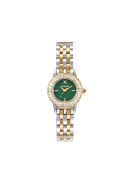 Black Moon Elegant Blackmoon Women's Watch Stylish Green Dial Stainless Steel Band Water Resistant