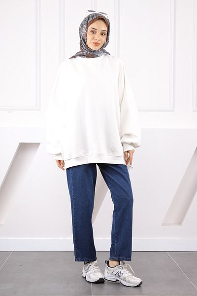 İmajButik Φούτερ Ecru Oversize με τρία νήματα