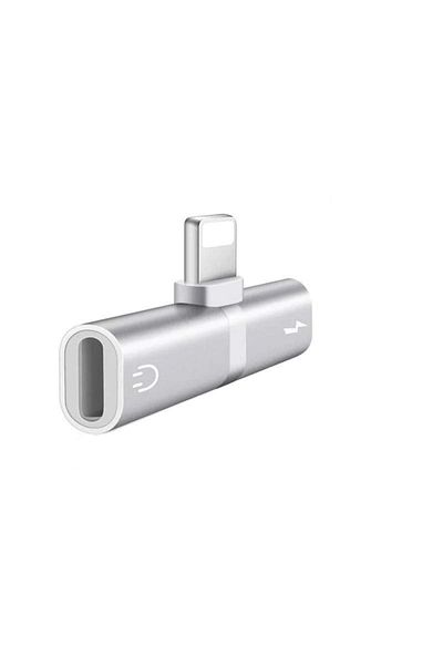 SIKS ® lightning adapter for iOS with charging and headphone port, gray