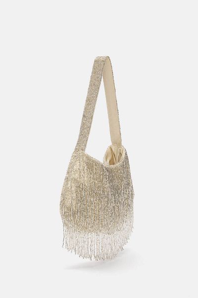 Pull & Bear Beaded shoulder bag with fringing