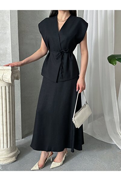 MD trend Women's Drawstring Vest Pants Double Suit