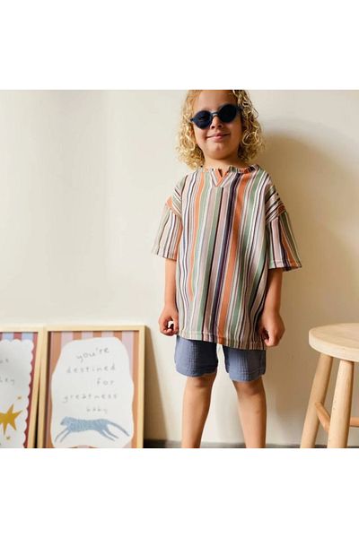 Yalçınoğlu Kids Linen Top & Muslin Shorts Set for Kids (Ages 3-12) – Colorful and Comfortable Summer Style