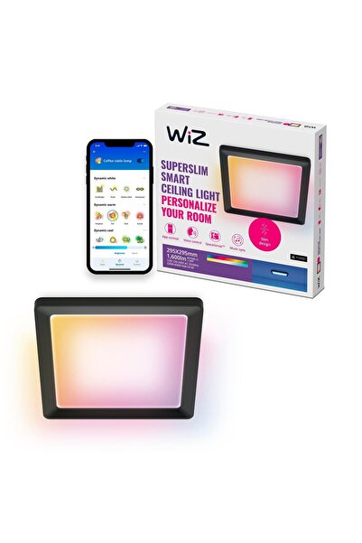 Wiz Siyah Akıllı Sıva Üstü RGB Kare Panel Tavan Armatürü 12W