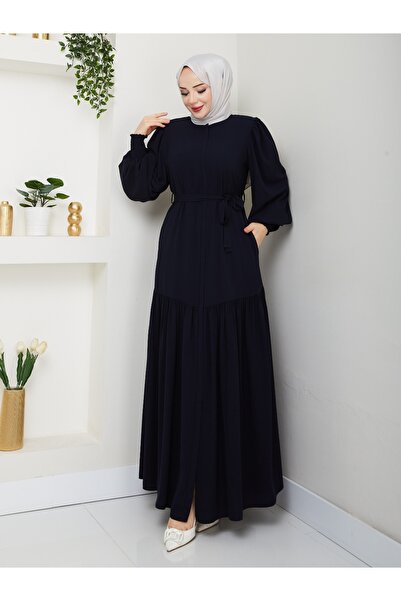 KMKkombin Ferace-1031, cu mâneci bufante, cu fermoar ascuns, cu pliuri în talie