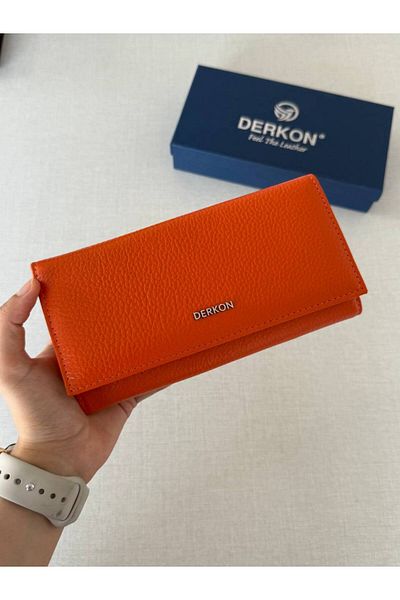DERKON Genuine Leather Vendy Model Women's Wallet with Plenty of Compartments Truncu