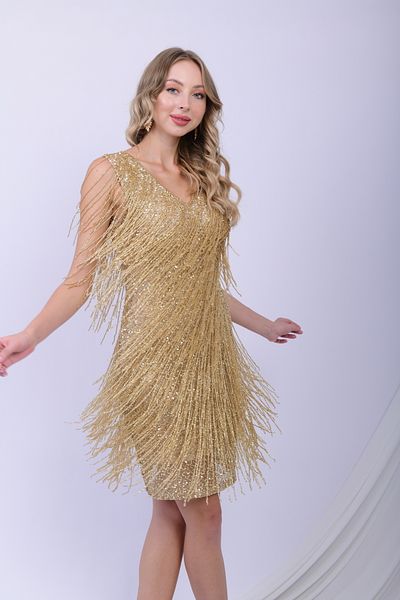 GATSBYLADY LONDON Glamour Fringe Dress in Gold