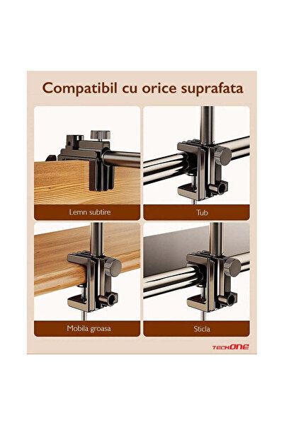 Techone Βάση τηλεφώνου γραφείου FlexDesk, μαύρη