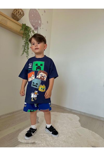 öykümgaleria Boy's Summer Top and Bottom Set with Shorts