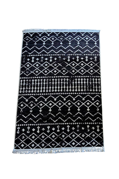 Çift Taraflı Dokuma Pamuklu Kilim Sonsuzluk Çizgisi Modeli (BEYAZ SAÇAK)