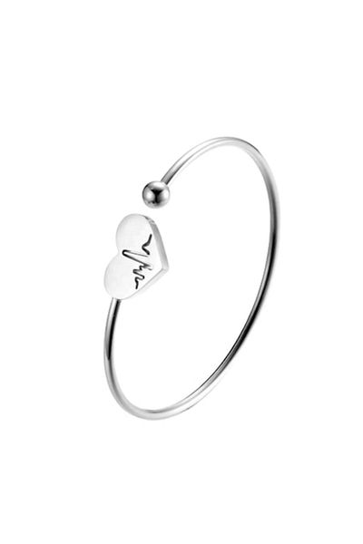 Tessero - Flexible Bangle Bracelet, Electrocardiogram Design, Heartbeat, 18K Gold-Plated, Stainless