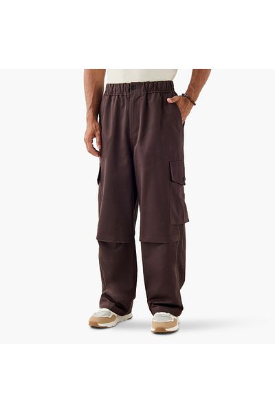 Lee Cooper Parachute Fit Pants with Button Closure and Pockets