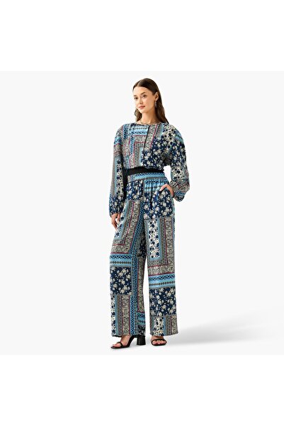 Lee Cooper Floral Print Straight Trousers with Pockets
