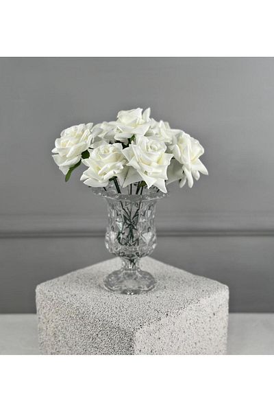 PEKİBU Mini Size Crystal Footed Glass Vase Cinnamon Burner 14 cm